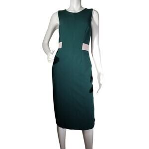 Boden Green Sleeveless Sheath Dress Pink Accent Size 6R